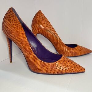 Elegant Orange Snakeskin Heels